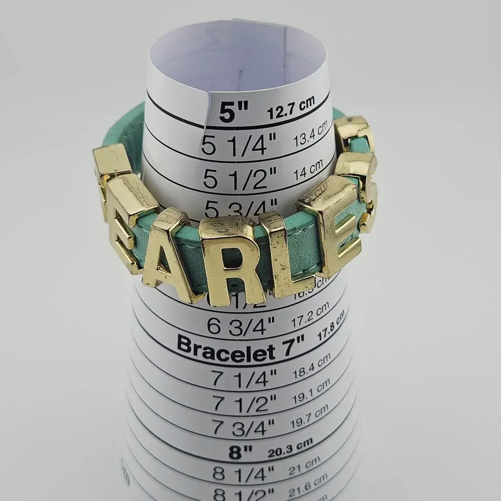 BGBG Generation Fearless Slide Charm Bracelet Aqua Blue Leather Band Y2K Style